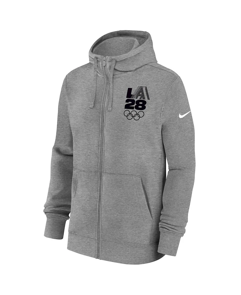 Nike Men's Heather Gray La 2028 Summer Olympics Club Fleece Full-Zip Hoodie