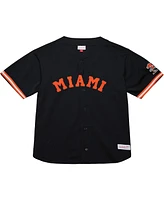 Mitchell & Ness Men's Black Miami Hurricanes On The Clock Full-Button Fashion Jersey