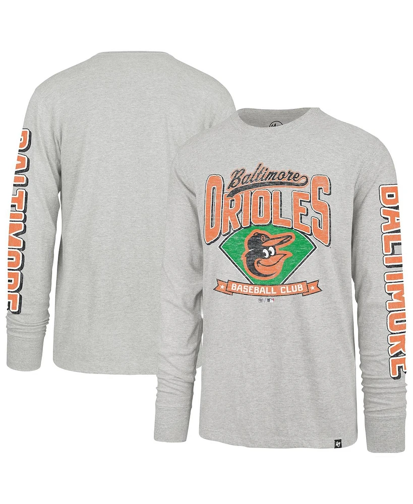 '47 Brand Men's Gray Baltimore Orioles Fair Ball Franklin Long Sleeve T-Shirt