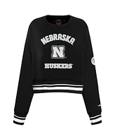 Pro Standard Women's Black Nebraska Huskers Cropped Pullover Sweatshirt