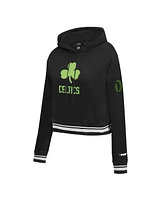 Pro Standard Women's Black Boston Celtics 2024/25 City Edition Chenille Applique Cropped Pullover Hoodie