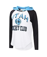 G-iii 4Her by Carl Banks Women's White Utah Hockey Club Vip Raglan Long Sleeve Hoodie T-Shirt