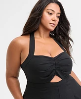 Bar Iii Trendy Plus Halter Jumpsuit, Exclusively at Macy's