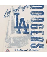 New Era Men's Cream Los Angeles Dodgers Cooperstown Collection Oversized Throwback Distressed T-Shirt