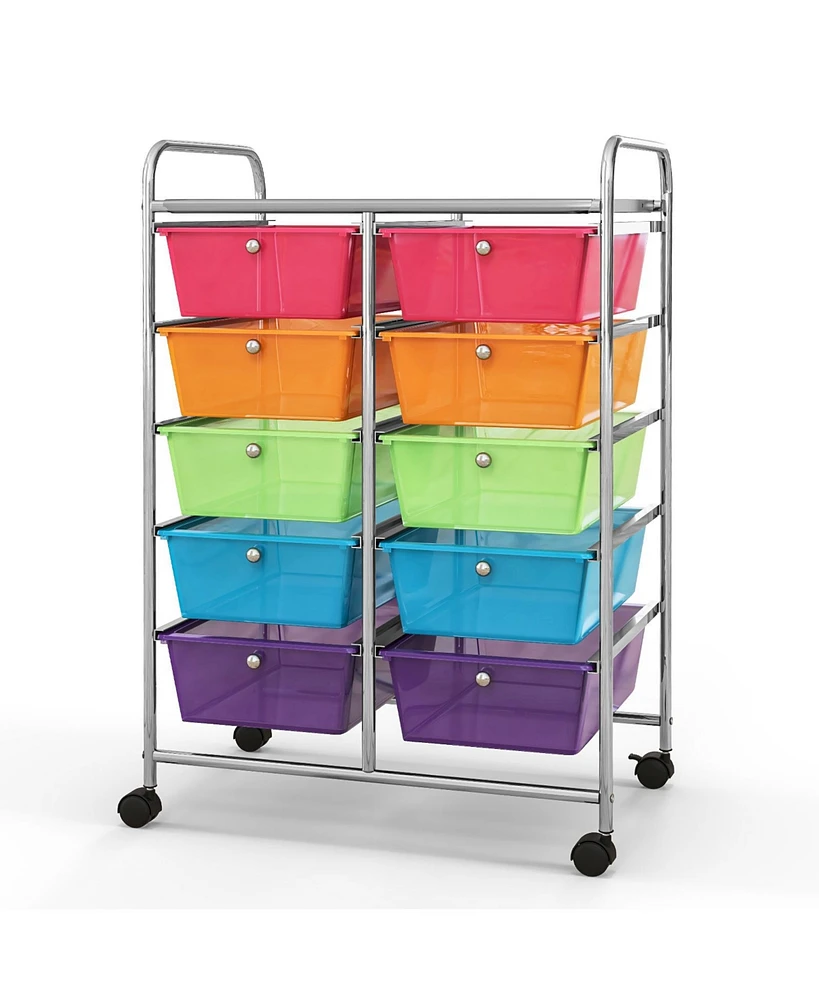 10-Drawer Rolling Storage Cart