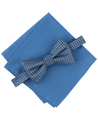 Alfani Men's Geo-Pattern Bow Tie & Solid Pocket Square Set