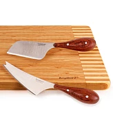 BergHOFF Aaron Probyn 3-Piece Cheese Knives and Round Bamboo Cutting Board Set