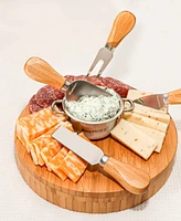 BergHOFF Stainless Steel 6-Piece Cheese Knives and Bamboo Round Board Set