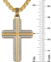 Esquire Men's Jewelry Diamond Cross 22" Pendant Necklace (1/3 ct. t.w.) in Gold-Tone Ion-Plated Stainless Steel
