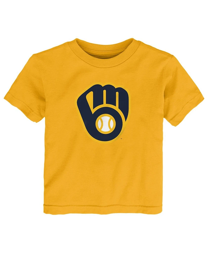 Outerstuff Toddler Gold Milwaukee Brewers Primary Logo T-Shirt