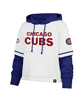 '47 Brand Women's White Chicago Cubs Trifecta Shortstop Cropped Pullover Hoodie