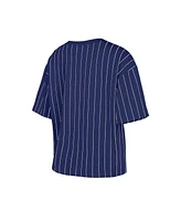New Era Women's Royal Los Angeles Dodgers Cooperstown Collection Multiplier Pinstripe Cropped T-Shirt