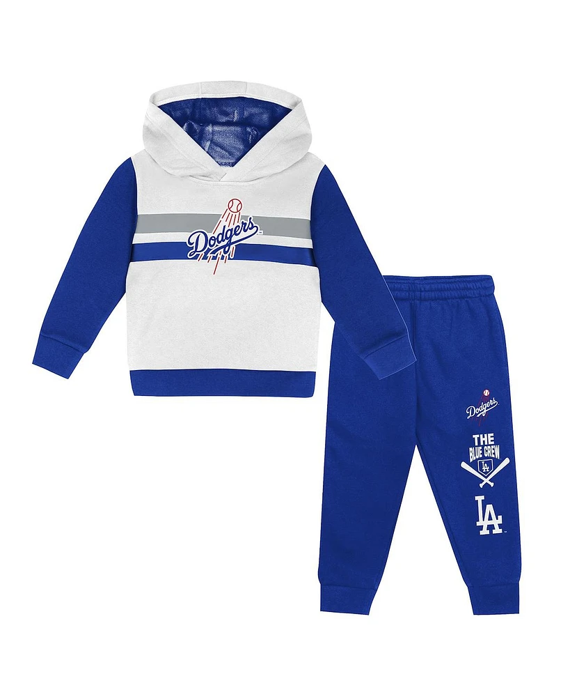 Outerstuff Toddler 2-Piece White/Royal Los Angeles Dodgers Wind Up Pullover Hoodie and Sweatpants Set