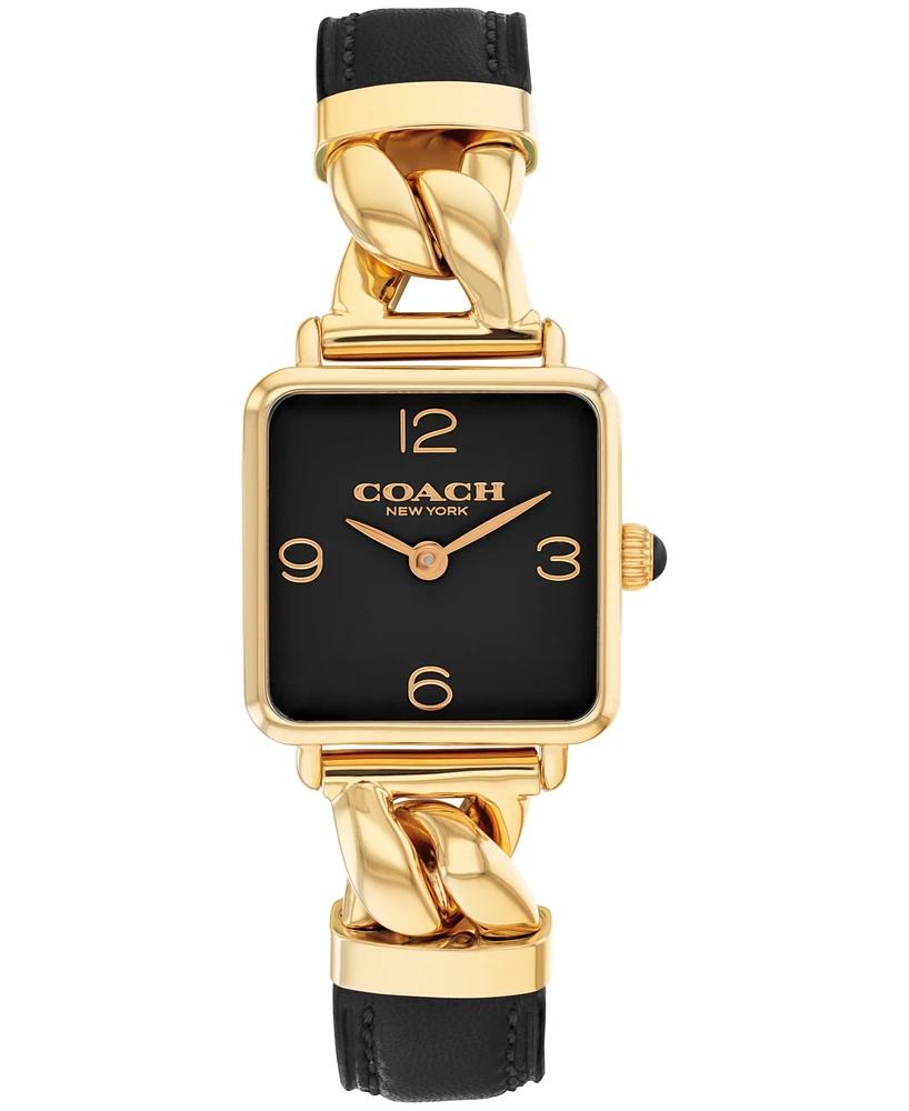 Coach Women's Cass Gold-Tone Stainless Steel and Leather Strap Watch