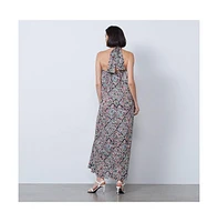 Etcetera Women's Floral Print Cotton Halter Dress Chloris