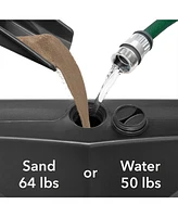 64lb Capacity Fillable Mobile Umbrella Base Stand 2 Wheels and Handle - Brown