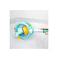 Sperric Toddler Fun Dinosaur Fishing Game – 4PCS Magnetic Floating Bath & Pool Toy Set with Wind-Up Rods, Engaging Water Play & Fine Motor Skil