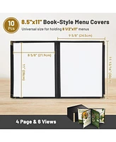WeChef 10 Pack Restaurant Menu Covers 8.5" x 11" Book Style 4 Pages 6 Views Cafe