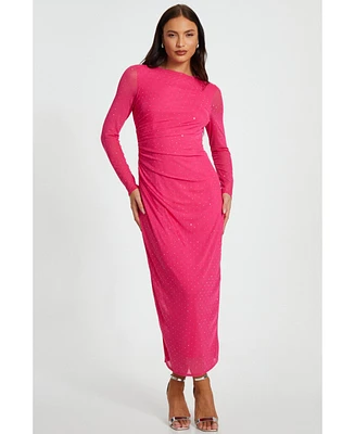 Quiz Women's Mesh Hotfix Maxi Dress