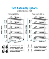 5 Tier 7500lbs Heavy Duty Adjustable Storage Rack Metal Shelf Wire Shelving Unit with Wheels & Shelf Liners - 82" H x 60" L x 24" D