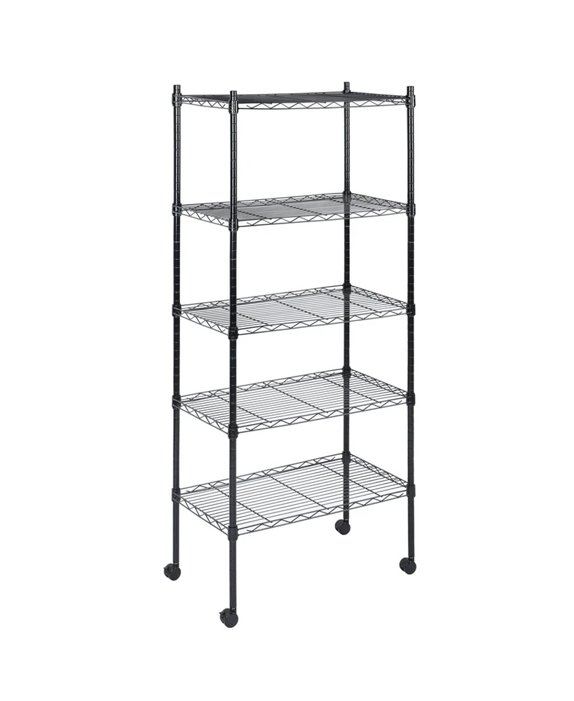Heavy Duty 5-Tier Shelving Units Adjustable, Wire Shelf with 1000 lbs Capacity (250 per Shelf), 30 "D x 14" W x 65 "H, Black, 5 Levels, Storage Shelf