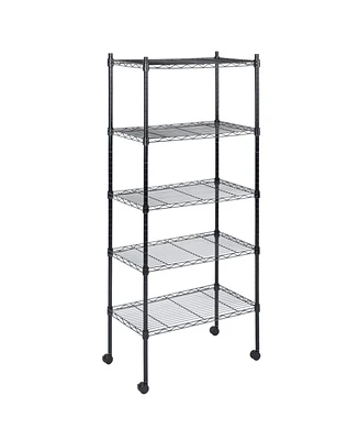 Heavy Duty 5-Tier Shelving Units Adjustable, Wire Shelf with 1000 lbs Capacity (250 per Shelf), 30 "D x 14" W x 65 "H, Black, 5 Levels, Storage Shelf