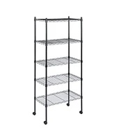 Heavy Duty 5-Tier Shelving Units Adjustable, Wire Shelf with 1000 lbs Capacity (250 per Shelf), 30 "D x 14" W x 65 "H, Black, 5 Levels, Storage Shelf