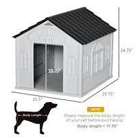 Dog House Outdoor & Indoor Wooden Dog Kennel for Winter with Raised Feet Weatherproof for Large Dogs(Gold red and black)44.5"26.4"27.8"(M)