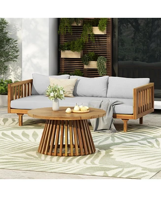 Acacia Wood 3-Seater Daybed & Coffee Table Set