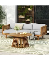 Acacia Wood 3-Seater Daybed & Coffee Table Set