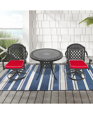 3-pc Cast Aluminum Dining Set, 2 Swivel Chairs & 35" Round Table