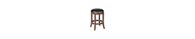 Wood Counter Stool – 360° Swivel Seat with Faux Leather Upholstery