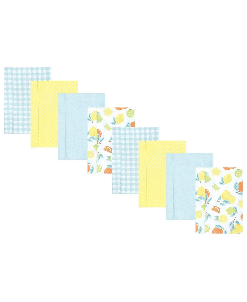 Hudson Baby Boys and Girls Cotton Poly Flannel Burp Cloths 8-Pack, Citrus Mint, One Size