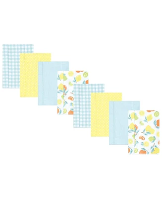 Hudson Baby Boys and Girls Cotton Poly Flannel Burp Cloths 8-Pack, Citrus Mint, One Size