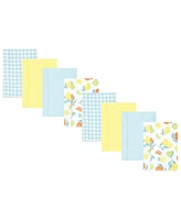 Hudson Baby Boys and Girls Cotton Poly Flannel Burp Cloths 8-Pack, Citrus Mint, One Size