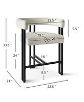 Set of 2 Velvet Counter Stools, Modern Bar Stools with Curved Back, Metal Legs & Upholstered Seat-Maison Boucle