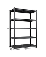 72"H 5 Tier Metal Shelves for Storage Garage Shelving 2000LBS Heavy Duty Storage Shelves Adjustable Garage Shelf Industrial Shelving Unit Storage Util