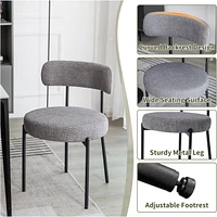 Dyhome Dining Chairs Set of 2, Mid Century Modern Upholstered Boucle Kitchen Room