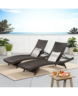 Brown Wicker Adjustable Lounge Chair Set