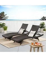 Brown Wicker Adjustable Lounge Chair Set