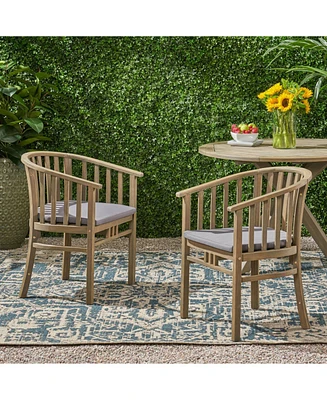 Outdoor Wood Dining Chairs Cushions (2) Dark Grey