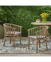 Outdoor Wood Dining Chairs Cushions (2) Dark Grey