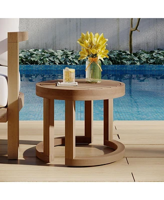Acacia Wood Side Table, Patio, Pool, Porch (Brown Wash)