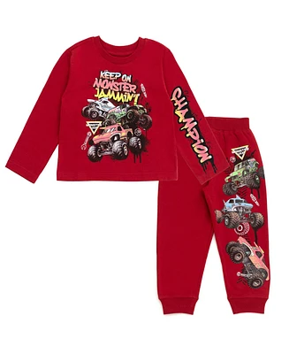 Monster Jam Toddler Boys T-Shirt and Fleece Jogger Pants Outfit Set