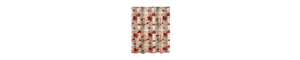 Decorative Shower Curtain – Ruffled Rows & Floral Pattern