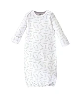 Touched by Nature Baby Boys Organic Cotton Long-Sleeve Gowns 3pk Giraffe, 0-6 Months