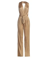 Jluxlabel Women's Slinky Halter Belted Jumpsuit