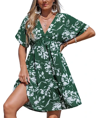 Cupshe Women's Classic Bloom Floral Mini Beach Dress