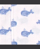Hudson Baby Boys and Girls Cotton Poly Flannel Burp Cloths 8-Pack, Whale, One Size