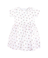 Hudson Baby Girls Cotton Dresses, Tiny Pink Flower, 9-12 Months
